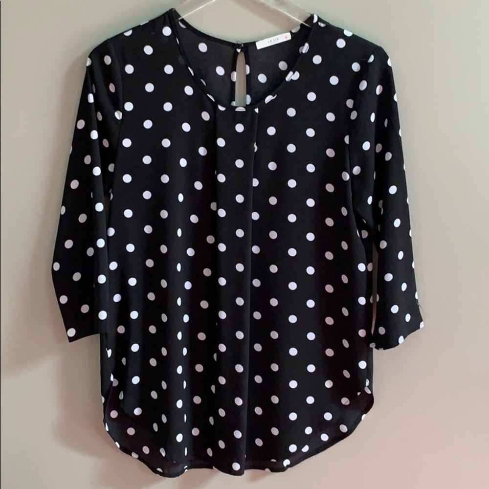 Le Lis Polka Dot 3/4 Sleeve Blouse Small